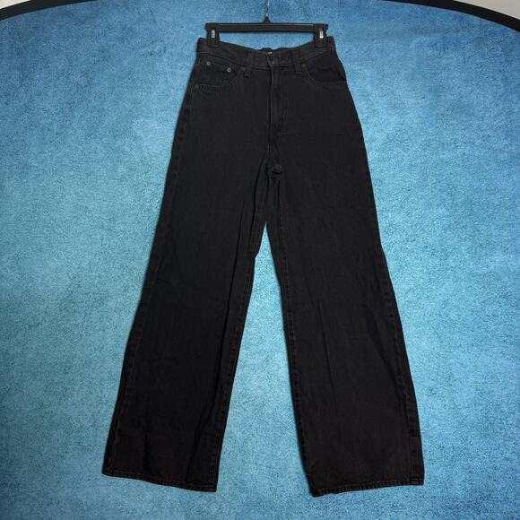 Levi's Women's High-Rise Cinch Baggy Carpenter Jeans Size 25 Fits 26x30 Black - Picture 3 of 16